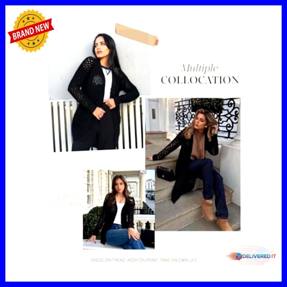 Chunky Cable Knit Cardigan Open Front Long Sleeve Oversized Chic Outerwear with - Picture 6 of 7